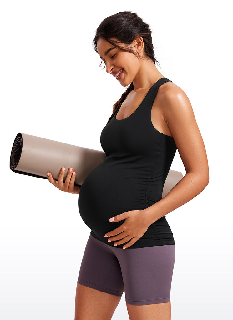 CRZ YOGA Women's Butterluxe Yoga Maternity Tank Top Racerback Black