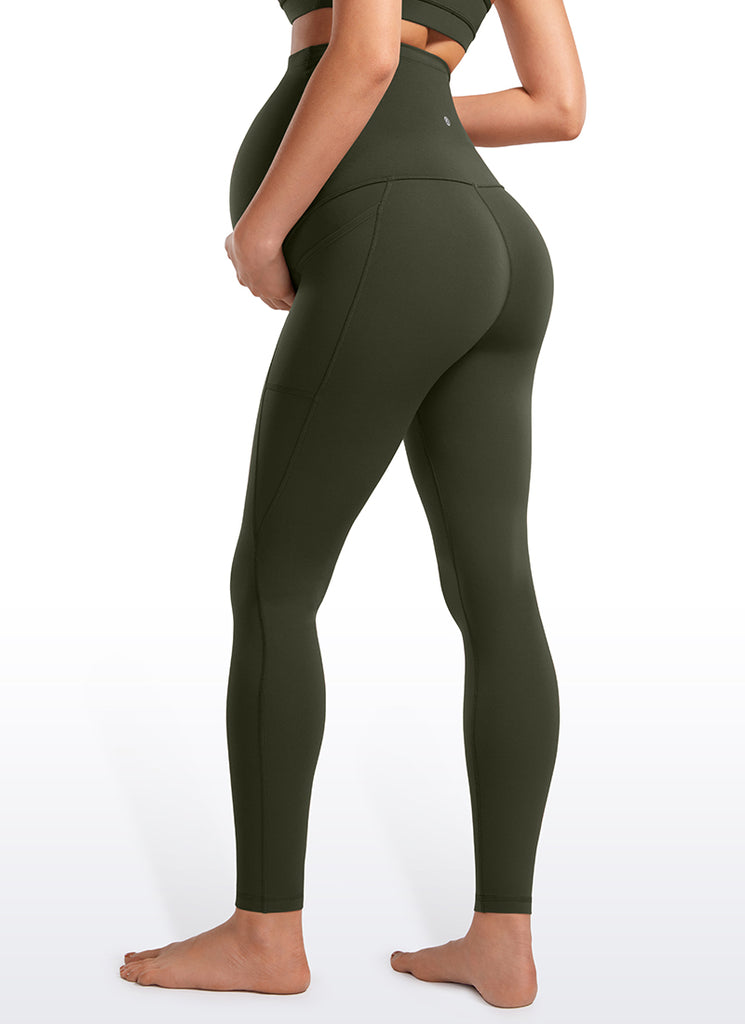 CRZ YOGA Womens Butterluxe Maternity Leggings with Pockets 28" Olive Green
