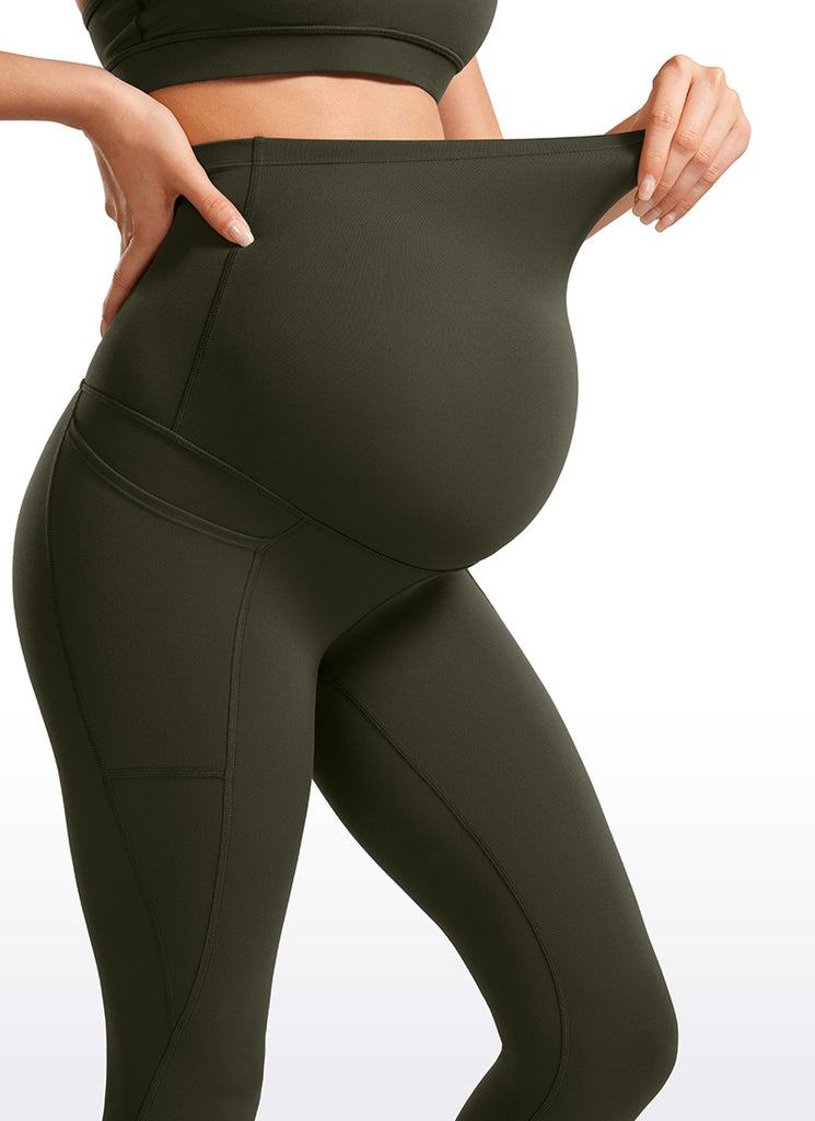 CRZ YOGA Womens Butterluxe Maternity Leggings with Pockets 28" Olive Green