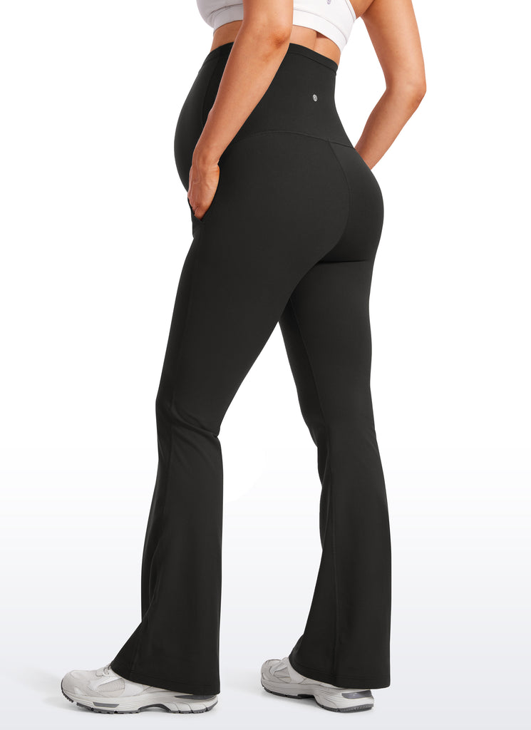 CRZ YOGA Women's Maternity Flare Leggings Pockets Butterluxe 31'' Mysterious Grey