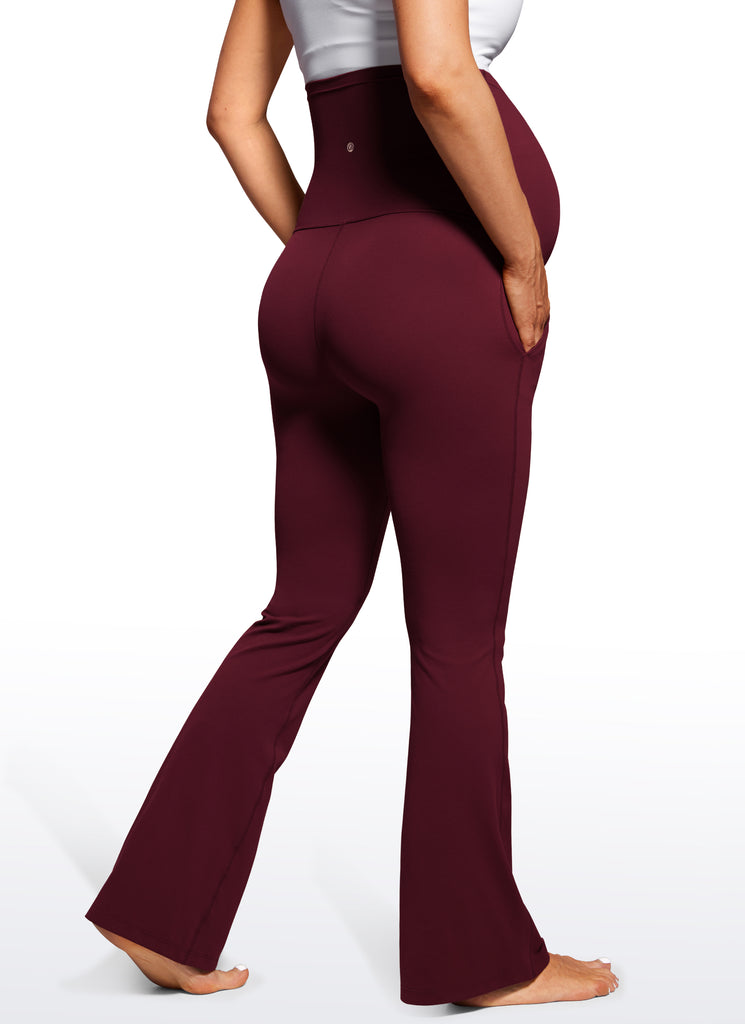 CRZ YOGA Women's Maternity Flare Leggings Pockets Butterluxe 31'' Black