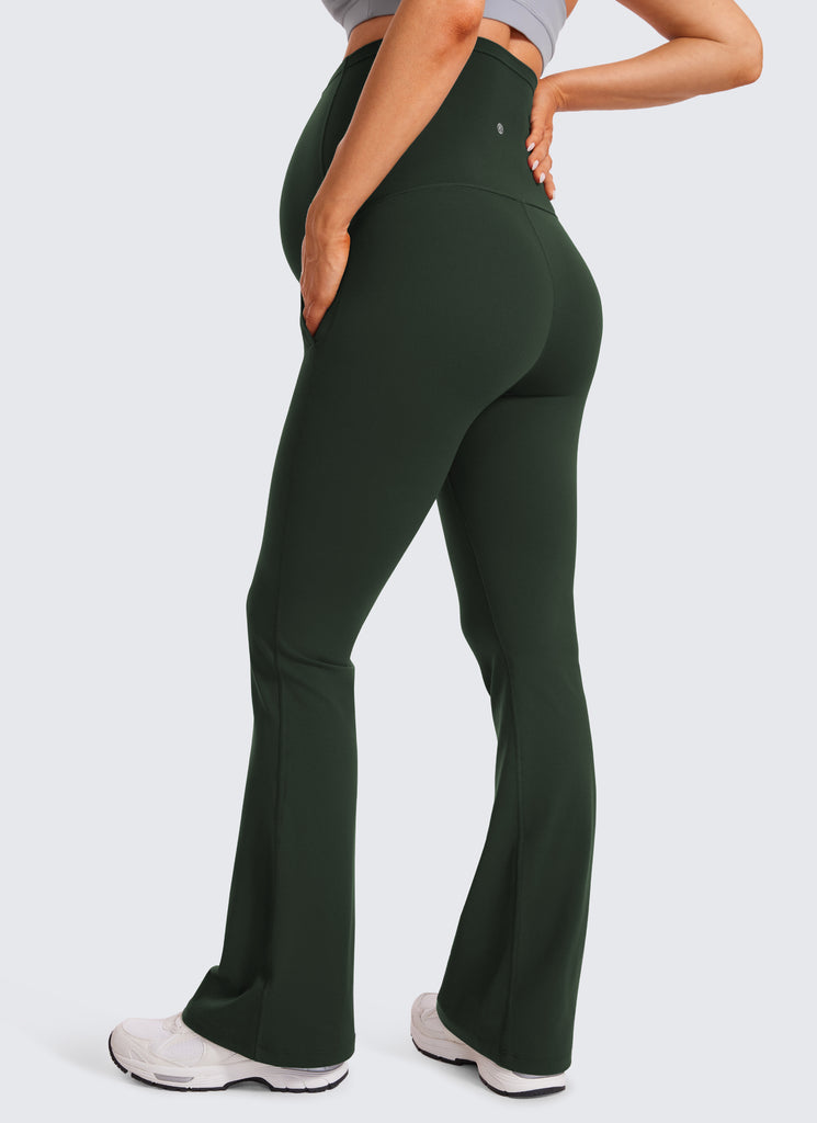 CRZ YOGA Women's Maternity Flare Leggings Pockets Butterluxe 31'' True Navy