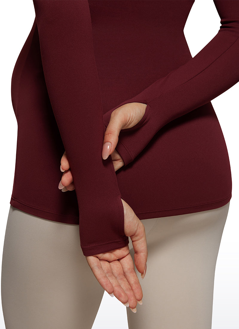 CRZ YOGA Women Butterluxe Long Sleeve Maternity Crewneck Pregnancy Top Taupe