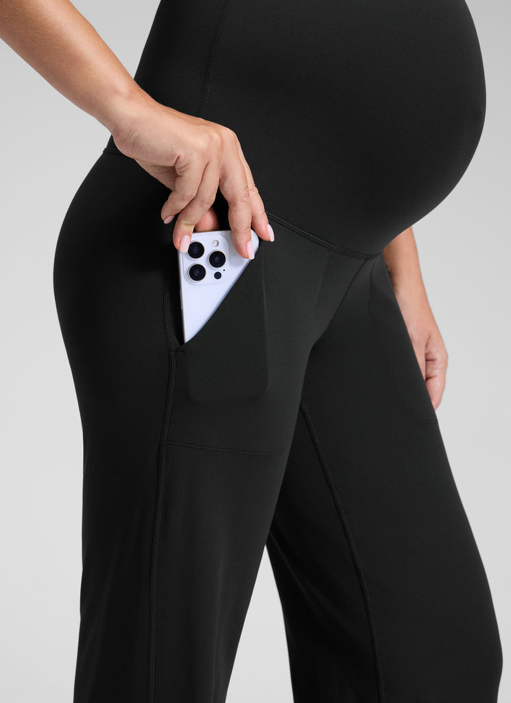 CRZ YOGA Women Butterluxe Maternity Wide Leg Pants with Pockets 31.5" Black