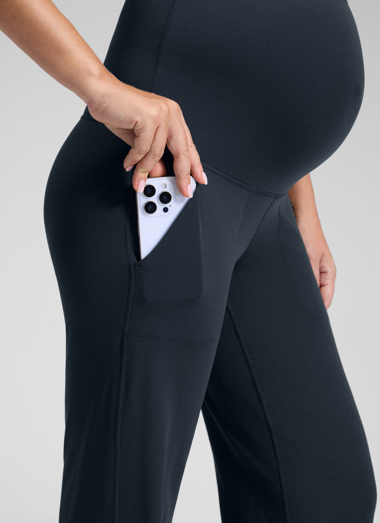 CRZ YOGA Women Butterluxe Maternity Wide Leg Pants with Pockets 31.5" True Navy