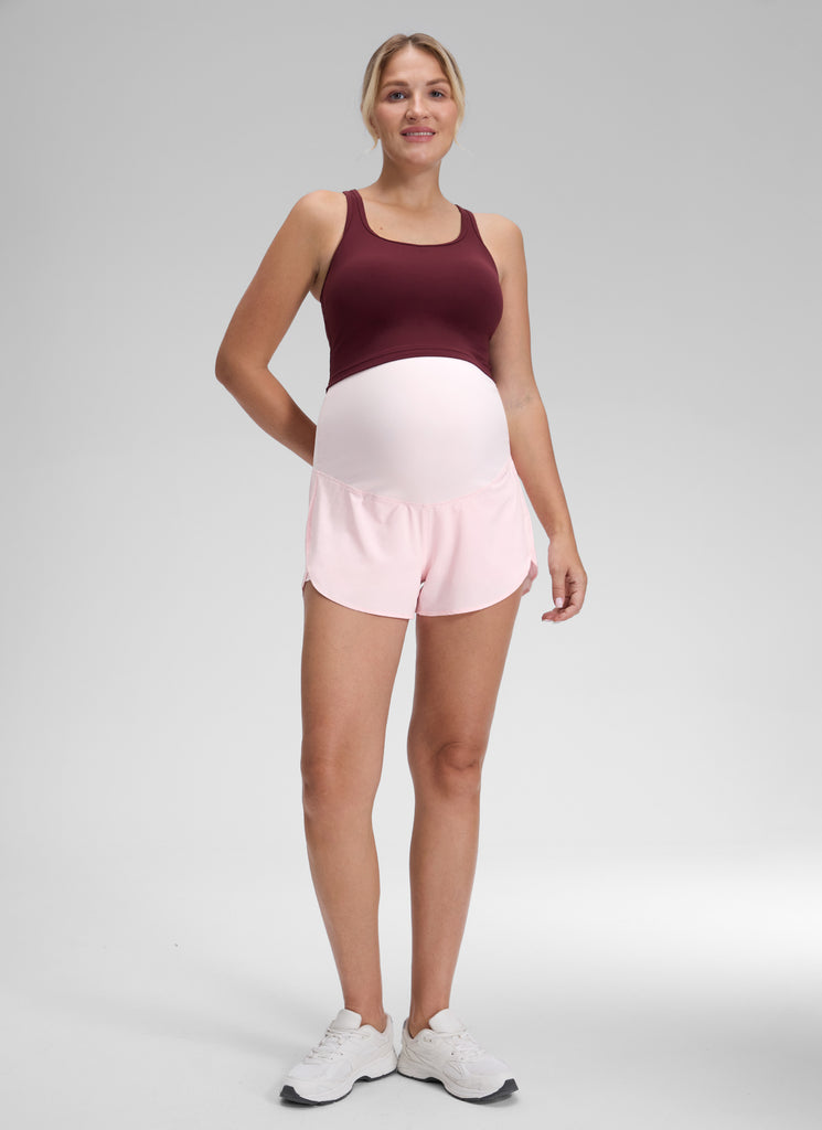 CRZ YOGA Women's Feathery-Fit Soft Maternity High Waisted Shortrs Strawberry Pink