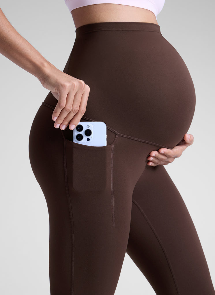 CRZ YOGA Women's Yoga High Rise Butterluxe Maternity Legging 25" Hot Fudge Brown