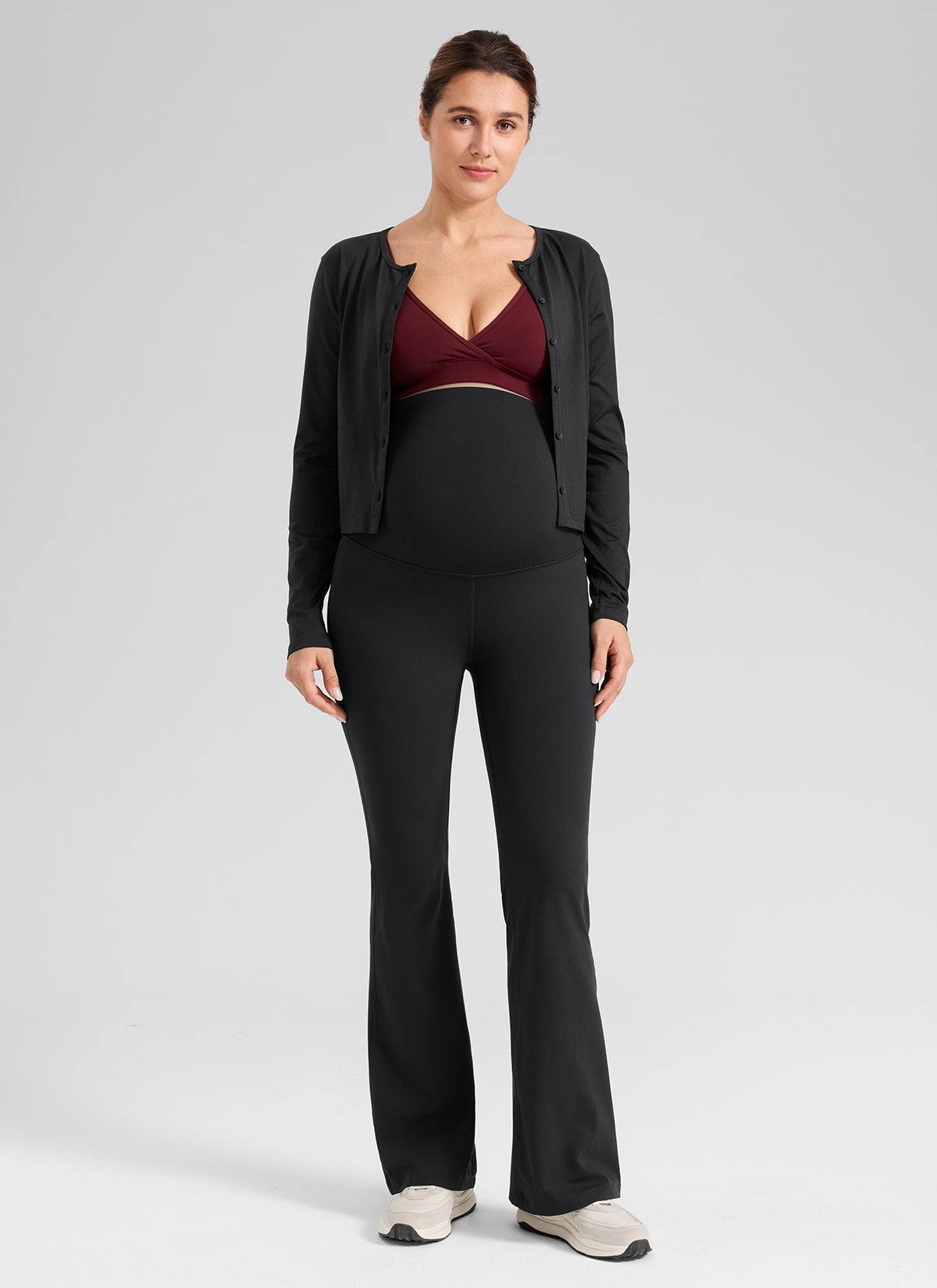 CRZ YOGA Women's Butterlift Maternity Super High Rise Flare Leg Legging Black