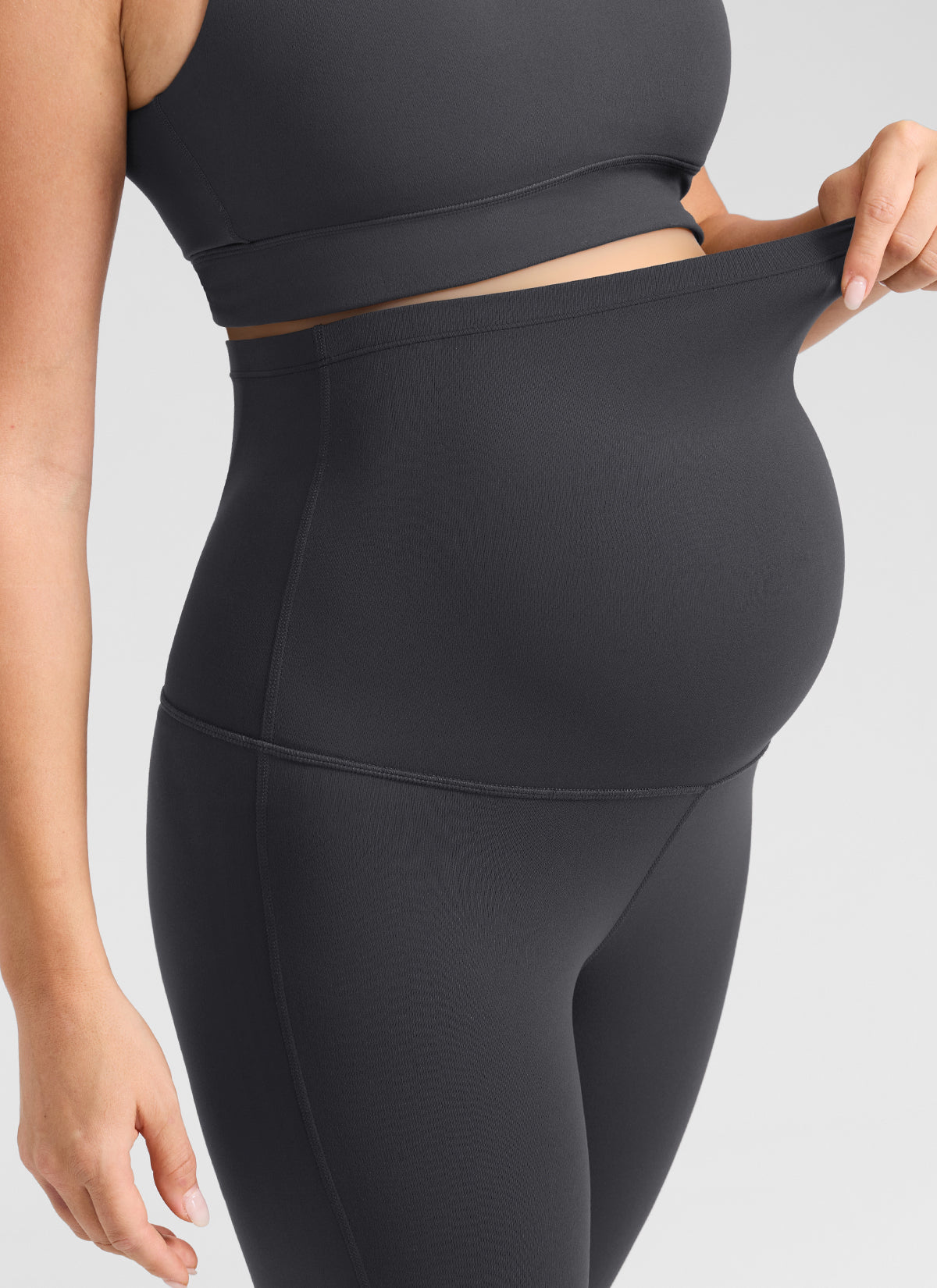 CRZ YOGA Women's Butterlift Maternity Super High Rise Flare Leg Legging Mysterious Grey