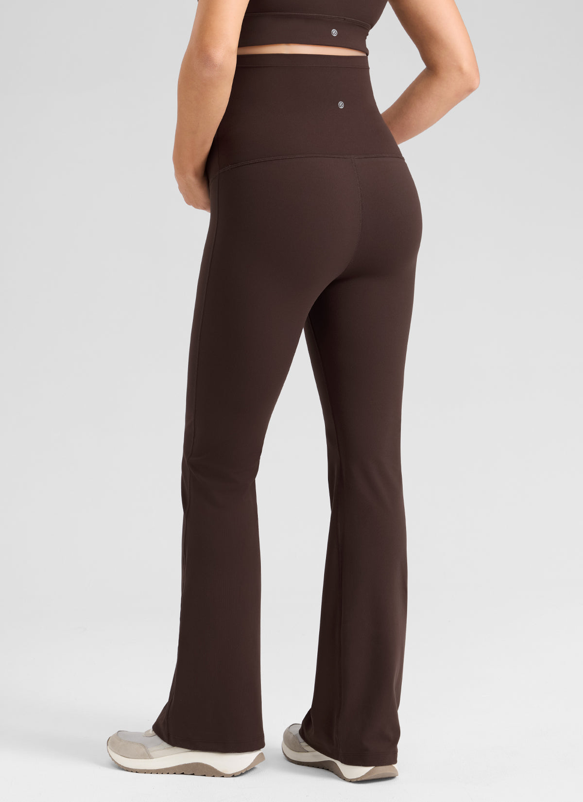 CRZ YOGA Women's Butterlift Maternity Super High Rise Flare Leg Legging Hot Fudge Brown